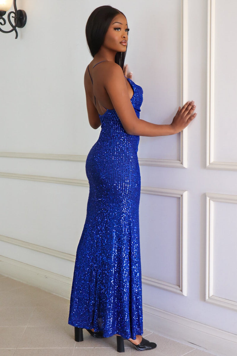Mermaid Sky Blue Sequins Long Prom Dress Cheap Evening Dresses PFP1661 –  Promfast